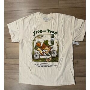 NWT Frog and Toad Friends Bicycle Graphic T-Shirt Mens 3XL Cream Nostalgia Retro